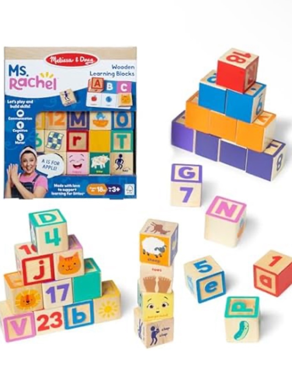 Ms. Rachel Melissa & Doug Wooden Learning Blocks with Activity Cards - NEW